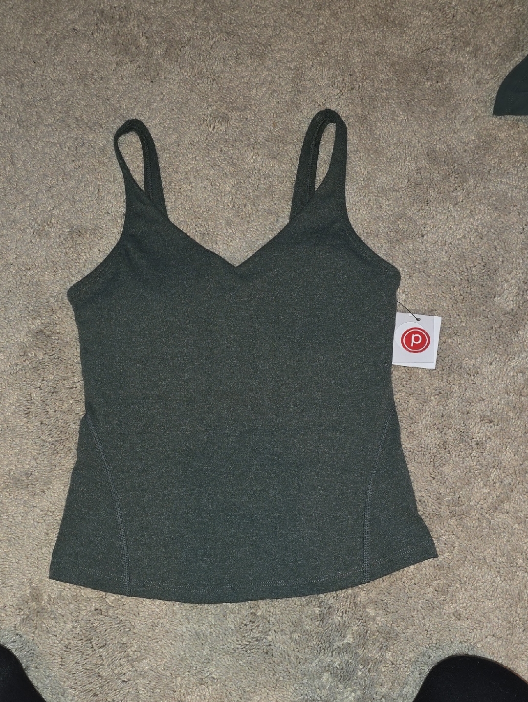 Pure Barre V-Neck Slim Fit Tank Top Heathered Green